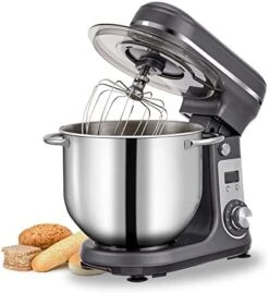 Kitchen Electric Stand Mixer, 6-Speed Tilt-Head Food Mixer With 6.5-QT Stainless Steel Bowl, Dough Hook, Flat Beater, Whisk And Anti-Splash Cover, Red (6.5-QT, Red) -KitchenAid Shop 41Vc0axt9ZL. AC