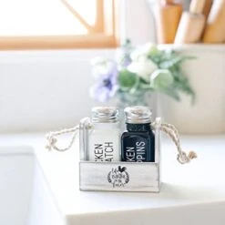 Farmhouse Salt And Pepper Shakers Set W/ Whitewash Caddy - Glass Black White Cute Kitchen Decor For Home 12 Farmhouse Salt And Pepper Shakers Set W/ Whitewash Caddy - Glass Black White Cute Kitchen Decor For Home -KitchenAid Shop 41VmlndgLZL
