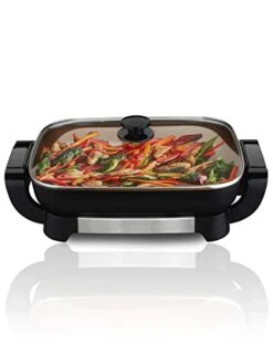 Ceramic Electric Skillet With Lids - With Removable Pan, Adjustable Temperature & Reversible Design, Nozaya