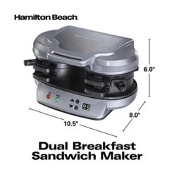 Hamilton Beach Dual Breakfast Sandwich Maker With Timer, Silver (25490A) -KitchenAid Shop 41VziKtsySL