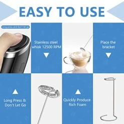 Milk Frother With Stand, Handheld Foam Maker For Lattes - Milk Foamer Frother Whisk Drink Mixer, Mini Blender And Electric Mixer Coffee Frother For Coffee, Frappe, Latte, Matcha, Cappuccino 10 Milk Frother With Stand, Handheld Foam Maker For Lattes - Milk Foamer Frother Whisk Drink Mixer, Mini Blender And Electric Mixer Coffee Frother For Coffee, Frappe, Latte, Matcha, Cappuccino -KitchenAid Shop 41W2X0NXP5L