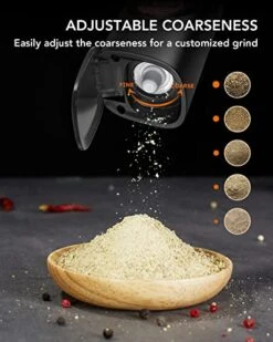 Rechargeable Salt And Pepper Grinder Set With Charging Base, Automatic Electric Pepper Mill, Adjustable Coarseness, Auto Dust Lids + LED Light, USB Type-C Cable, One Hand Operation, 2 Pack -KitchenAid Shop 41W9n6PWi6L