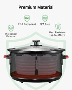 Slow Cooker Liners Divider, Large Size Crock Pot Liners Divider Insert Reusable Silicone Cooking Liner Dishwasher Safe, Fit 6QT To 8QT For Slow Cooker Crockpot, Grey -KitchenAid Shop 41WJUmqHcdL