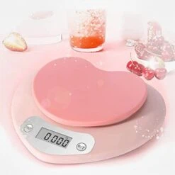 Pink Kitchen Scale - Large LCD Display, Tare Function, 11 Lbs(5kg) Capacity, 0.03 Oz.(1g) Precise Graduation, ML And Oz Unit For Liquids And Solids - Ideal Food Scale For Baking & Cooking (5kg/1g) -KitchenAid Shop 41WLFqRsbgL