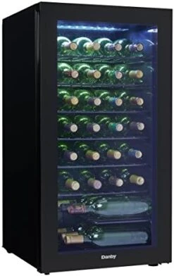 DWC036A2BDB-6 3.3 Cu. Ft. Free Standing Wine Cooler, Holds 36 Bottles, Single Zone Drinks Fridge With Glass Door-Beverage Chiller For Kitchen, Home Bar, In Black -KitchenAid Shop 41WWq540KDL. AC