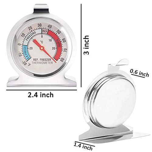 Refrigerator Thermometers Large Dial Freezer Thermometer With Dual-Scale -30~30°C/-20~80°F For Freezer Refrigerator Cooler, Hooks Or Stands Alone Thermometers Durable Steel (Pack Of 2) 4 Refrigerator Thermometers Large Dial Freezer Thermometer With Dual-Scale -30~30°C/-20~80°F For Freezer Refrigerator Cooler, Hooks Or Stands Alone Thermometers Durable Steel (Pack Of 2) - Image 2