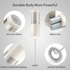 Ilk Frother Handheld Battery Operated, Waterproof Electric Whisk Foam Maker For Coffee, Durable Original Drink Mixer For Latte, Cappuccino, Hot Chocolate, Stainless Steel Frother, 6 Colors (White) 11 Ilk Frother Handheld Battery Operated, Waterproof Electric Whisk Foam Maker For Coffee, Durable Original Drink Mixer For Latte, Cappuccino, Hot Chocolate, Stainless Steel Frother, 6 Colors (White) -KitchenAid Shop 41WdCIFNZgL