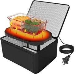 Personal Portable Oven 110V Food Warmer 110V Microwave Oven Electric Heated Launch Box Food Warming Tote Meals Reheating & Frozen/Raw Food Cooking On-The-Go For Office/Dorm/Camping Hot Food