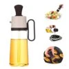 Cooking Glass Large Olive Oil Dispenser Bottle For Kitchen With Brush Pour Brush Squeeze Oil 3 In 1 Silicone Dropper Measuring Oil Dispenser For Cooking Fry Baking BBQ Mother's Day Gift (Brown)
