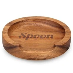 Best Acacia Wood Spoon Rest For Stove Top Round Small Wooden Coffee Spoon Rests Teaspoon Rest Spatula Rest Kitchen Spoon Holder Utensil Rest