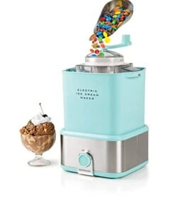 Electric Ice Cream Maker & Candy Crusher, 2 Quarts, Soft Serve Machine For Ice Cream, Frozen Yogurt & Sorbet In Minutes, Works With Candy Bars, Chocolate Chips, Nuts & More, Aqua