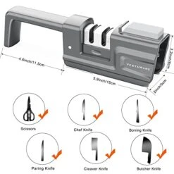 Knife Sharpener, 4-in-1 Foldable Kitchen Knife Sharpener With Sharpening Stone, 3-Stage Non-Serrated Knife & Scissor Sharpener, Quickly Sharpening, Repair/Restore/Polish Blades, Gray -KitchenAid Shop 41X7D5POxbL