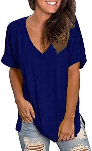 Meikosks Womens Summer Short Sleeve Shirt V Neck Tops Solid Color Basic Pullover Workout Blouses 9 Meikosks Womens Summer Short Sleeve Shirt V Neck Tops Solid Color Basic Pullover Workout Blouses - Image 7