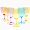 15-ounce Acrylic Stem Wine Glasses, Set Of 6 Multicolor | Made Of Shatterproof Plastic And Ideal For Indoor And Outdoor Use, Reusable, Party Colors
