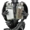 Ebros "Blackened Spice" Medieval Gothic Dragon Salt And Pepper Shakers Set Holder Statue 7.75"Tall Legend Of The Swords Fantasy Scorch Fire Dragon Figurine