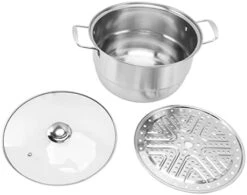 Food Steaming Pot, Food Grade 304 Stainless Steel Multipurpose Steam Pot High Efficiency With Glass Lid For Gas Stove For Home For Electric Furnace(Double Layers) -KitchenAid Shop 41XIwEeR8wL. AC