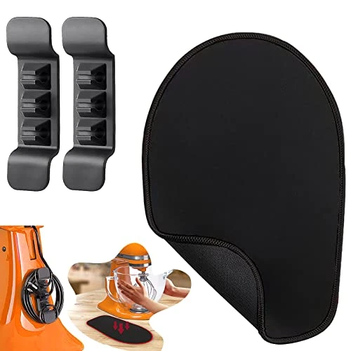Mixer Slider Mat With 2 Pcs Cord Organizers - Mixer Mover Sliding Mat Pad Appliance Slider - Compatible With Tilt-Head Stand Mixer (Black Edge, 4.5-5 Qt) 3 Mixer Slider Mat With 2 Pcs Cord Organizers - Mixer Mover Sliding Mat Pad Appliance Slider - Compatible With Tilt-Head Stand Mixer (Black Edge, 4.5-5 Qt)