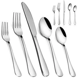 Ilverware Set,MASSUGAR 20-Piece Silverware Flatware Cutlery Set, Stainless Steel Utensils Service For 4, Include Knife/Fork/Spoon, Mirror Polished (Silver) 18 Ilverware Set,MASSUGAR 20-Piece Silverware Flatware Cutlery Set, Stainless Steel Utensils Service For 4, Include Knife/Fork/Spoon, Mirror Polished (Silver) -KitchenAid Shop 41XPlZIom8L. AC