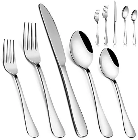 Ilverware Set,MASSUGAR 20-Piece Silverware Flatware Cutlery Set, Stainless Steel Utensils Service For 4, Include Knife/Fork/Spoon, Mirror Polished (Silver) 9 Ilverware Set,MASSUGAR 20-Piece Silverware Flatware Cutlery Set, Stainless Steel Utensils Service For 4, Include Knife/Fork/Spoon, Mirror Polished (Silver) - Image 7