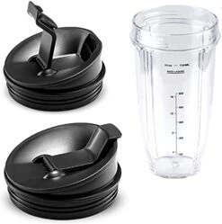Replacement Blender Cup With Lid (2 Pack) 24 Oz Cups For Ninja Auto IQ BL480 BL482 BL642 NN102 BL682 BL450 BN751 BN801 Foodi SS351 SS401 Ninja Blender Auto IQ Blade -KitchenAid Shop 41XXCMeoQrL