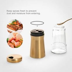 Bonris Copper Stainless Steel Salt And Pepper Shakers,Clear Bottom Jar Bottle Container With Stainless Steel Top,with Adjustable Pouring Hole -KitchenAid Shop 41XcxWHSfaS