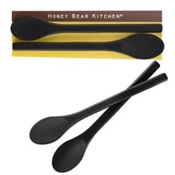 Oney Bear Kitchen Silicone Stirring Spoon (Set Of 2, Black Bear Black) For Coffee & Tea