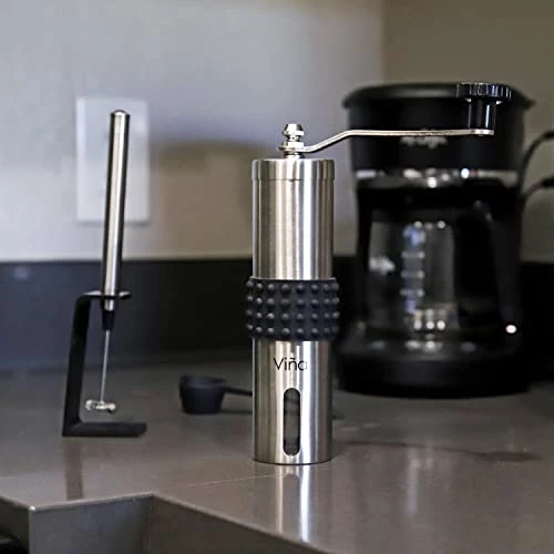Manual Coffee Grinder, Adjustable Ceramic Burr Premium Stainless Steel Portable Mill With Milk Foam Maker Wand Storage Bag And Coffee Spoon For Travel, Gifts For Coffee Lovers 7 Manual Coffee Grinder, Adjustable Ceramic Burr Premium Stainless Steel Portable Mill With Milk Foam Maker Wand Storage Bag And Coffee Spoon For Travel, Gifts For Coffee Lovers - Image 5