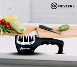 3 In 1 Kitchen Knife Sharpener With Cut Resistant Gloves | Knife Sharpeners For Kitchen Knives Preps, Repairs, Sharpens | Blade Sharpener With Diamond, Ceramic & Tungsten Steel Slots (Black) -KitchenAid Shop 41XhfU2KPhL