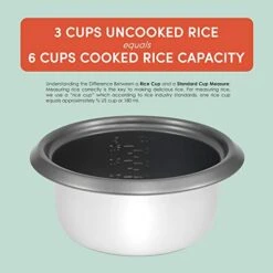 RC-006NST Maxi-Matic Electric Rice Cooker With Non-Stick Inner Pot Makes Soups, Stews, Grains, Cereals, Keep Warm Feature, 6 Cups Cooked (3 Cups Uncooked), White -KitchenAid Shop 41XkEiYKv3L
