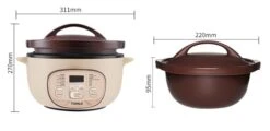 Ianji Electric Claypot Brown Rice Cooker Small DSG-TZ30 3.17 Quart, Adjustable Time Natural Ceramic Material Unglazed Porcelain 120V, Off-white And Brown -KitchenAid Shop 41XkisJ1SGL