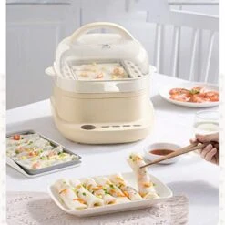 Electric Steamer Seafood Multi-Function Rice Noodles Machine Household Small Double-Layer Steam Boiler Breakfast Machine Automatic Drawer Tray (Color : B) -KitchenAid Shop 41XoCfVdR6L