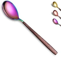 Dinner Spoon Set Of 4 With Moon Surface Handle And Shiny Rose Gold Mouth, Stainless Steel Copper Spoons Silverware Set Dishwasher Safe -KitchenAid Shop 41XsPieVa0L. AC