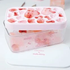 Hello Kitty Ice Cube Tray With Lid Container & Scoop, Easy-Release Silicone & Flexible 24pcs Cute Kitty Ice Cubes For Chingling Cocktail And Milk Tea (Pink) -KitchenAid Shop 41XtuvYORyL