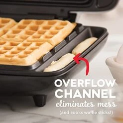 Dash Deluxe No-Drip Waffle Iron Maker Machine 1200W + Hash Browns, Or Any Breakfast, Lunch, & Snacks With Easy Clean, Non-Stick + Mess Free Sides, Silver -KitchenAid Shop 41Xu3QyMcSL
