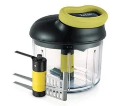 Tefal Hachoir Manuel 5 Secondes Lame Purée K1321324 Manual Chopper 900 Ml, Cut, Mixe, Vegetables And Meat, Nuts, Onions, Stainless Steel, Quick And Easy, Mashed Blade, Black, Green, Transparent