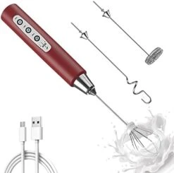 Handheld Milk Frother With 3 Heads - 3 Speed Adjustable Foam Maker Blender, USB Rechargeable Mini Drink Mixer Whisk & Coffee Foamer Wand For Lattes, Matcha And Hot Chocolate -Green -KitchenAid Shop 41Y1ONC2EKL. AC