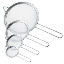 - Set Of 4 Premium Quality Fine Mesh Stainless Steel Strainers - 3", 4", 5.5" And 8" Sizes - Sift, Strain, Drain And Rinse Vegetables, Pastas & Tea