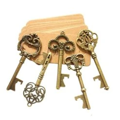 Wedding Favors Skeleton Key Bottle Opener With Escort Card Tag And Key Chains For Guests Party Favors Rustic Decoration (Bronze 75pcs)… -KitchenAid Shop 41Y61uIB5BL