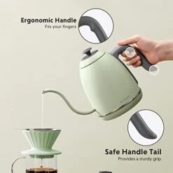 K821 Electric Gooseneck Kettle With Variable Temperature Control, Pour Over Coffee Tea Kettle, Durable 18/8 Stainless Steel, Auto Keep Warm & Built In Brewing Timer, 0.8L -KitchenAid Shop 41YIYeJZnsL