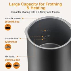 Milk Frother, 4 In 1 Multifunction Electric Milk Steamer Soft Foam Maker With Two Whisks For Frothing And Heating Milk & Silent Operation For Coffee, Latte, Macchiato