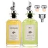 Olive Oil Dispenser Bottle For Kitchen, Glass Olive Oil And Vinegar Dispenser Set, Coffee Syrup Dispenser With Metal Pour Spout, 2 Pack 11.8 Oz Glass Oil Bottles (Silver)