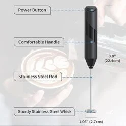 Electric Milk Frother Handheld, Mini Drink Mixer Coffee Whisk, Battery Operated Powerful Foam Maker For Latte, Matcha Tea, Cappuccino, Hot Chocolate, Stand Included, Red -KitchenAid Shop 41YRcL690lL