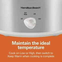 Hamilton Beach 4-Quart Slow Cooker With 3 Cooking Settings, Dishwasher-Safe Stoneware Crock & Glass Lid, Stainless Steel (33140V)