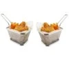 Stainless Steel Mini French Fries Basket Square Fryer Baskets, FDA Grade Kitchen Cooking Tool Food Presentation Tableware (Large 5inch 2pcs Pack)