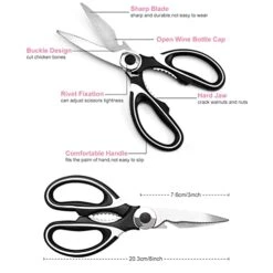 Kitchen Shears Heavy Duty,Kitchen Shears Multi Purpose,Poultry Shears,Kitchen Scissors,Kitchen Shears,Meat Scissors,Suitable For Chicken,Fish,Poultry,Vegetables,Fruit,Barbecue,Seafood,Black -KitchenAid Shop 41YfiIqQYEL