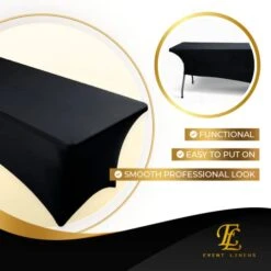 Black 6ft Tablecloth Rectangular Spandex Linen - Table Cloth Fitted Cover For 6 Foot Folding Table, Wedding Linens Banquet Cloths Rectangle Covers -KitchenAid Shop 41YmM5GwDAL