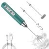 Handheld Milk Frother With 3 Heads - 3 Speed Adjustable Foam Maker Blender, USB Rechargeable Mini Drink Mixer Whisk & Coffee Foamer Wand For Lattes, Matcha And Hot Chocolate -Green
