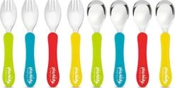 PLASKIDY Toddler Utensils Set Of 8 Kids Utensils Forks And Spoons - BPA Free/Dishwasher Safe Toddlers Silverware Stainless Steel With Silicone Handle's Children's Safe Flatware Cutlery Set -KitchenAid Shop 41YzH37JuTL