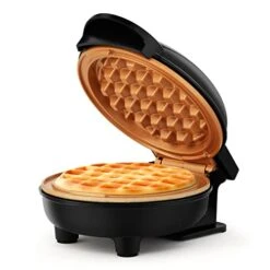 4” Personal Waffle Maker, Black/Copper - Delicious Waffles In Minutes