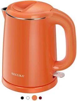 Stainless Steel Double Wall Electric Kettle Water Heater For Tea Coffee W/Auto Shut-Off And Boil-Dry Protection, 1.0L (White) -KitchenAid Shop 41Z22jkTtL. AC 1